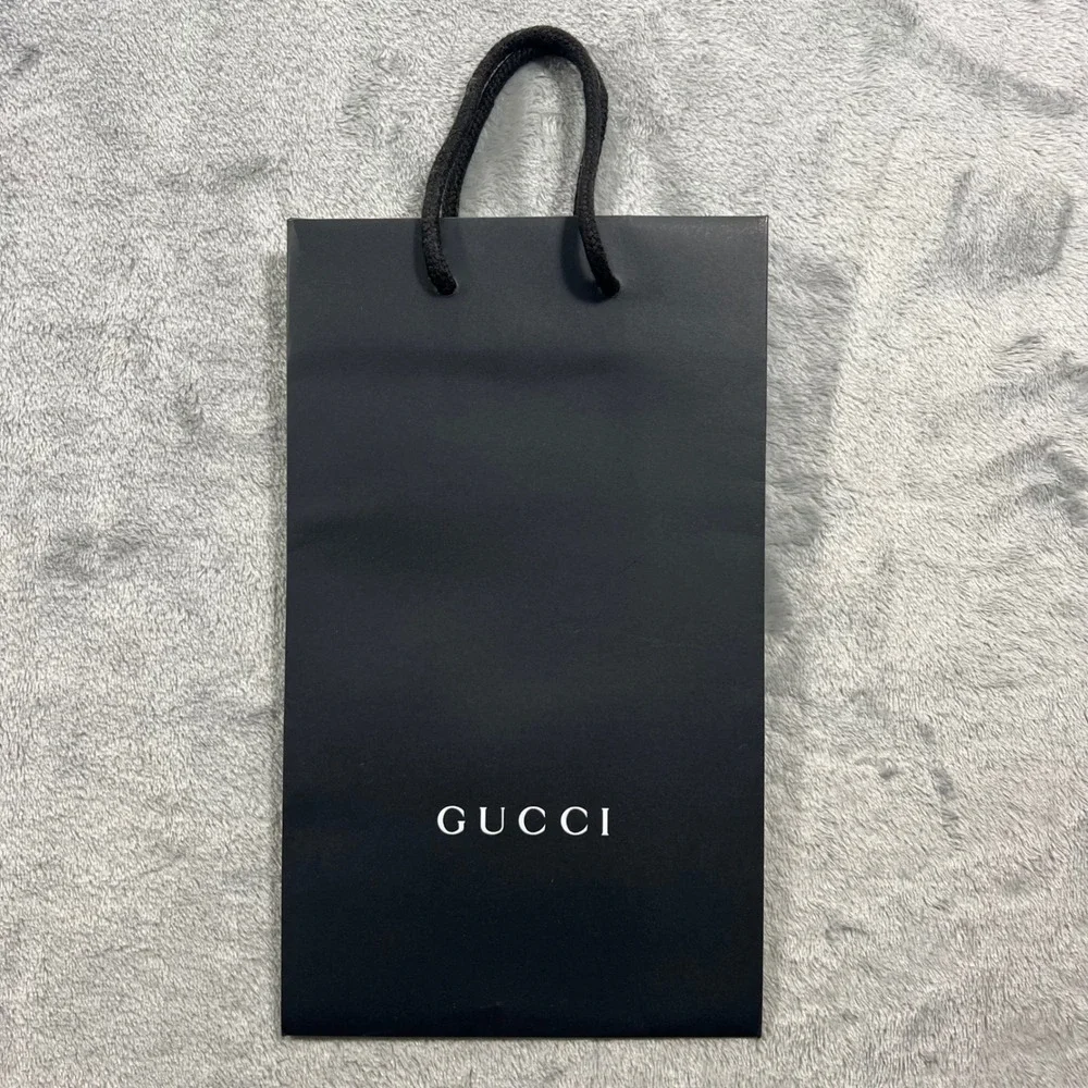 GUCCI Shopping Bag Small Black Paper Rope Handle Authentic Good Condition 11x7x4